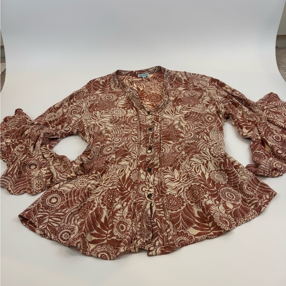Women’s Small Boho beachy festival Coachella Nostalgia Brownish Red Blouse